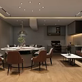 Elegant Private Room Interior With Sofa Dining Table Comfortable Chairs And Bookshelves