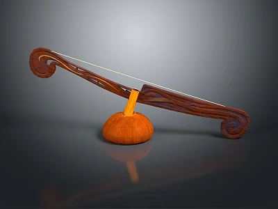 Intricate Wooden Carved Weapon With Curved Design And Pumpkin Support Base 3d model