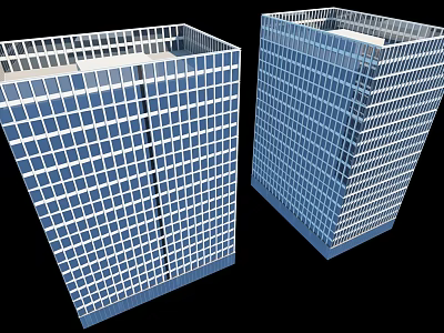 Modern Tall Office Buildings With Glass Grid Facade And Urban Architecture 3d model