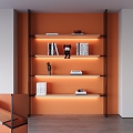 Modern Glass Bookshelf Book Ornaments Combination 3d model