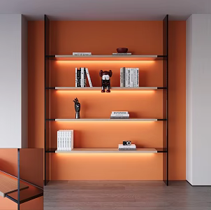 Modern Glass Bookshelf Book Ornaments Combination 3d model