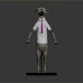 Meerkat Game and Movie Character Wearing White Shirt with Pink Tie Standing on Black Base
