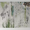 Modern Artistic Square Rug With Green White Blue Abstract Brushstroke Patterns For Home Decor