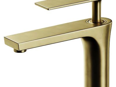 Modern Golden Brass Faucet With Sleek Single Handle And Long Spout 3d model