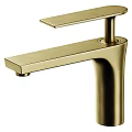 Modern Golden Brass Faucet With Sleek Single Handle And Long Spout