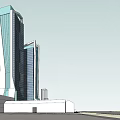 Modern Urban Office Building Twin Towers With Glass Facade Design
