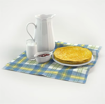 Modern food for breakfast 3d model