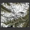 3D Terrain Model Featuring Snow Capped Mountains Winding River And Valleys 3d model
