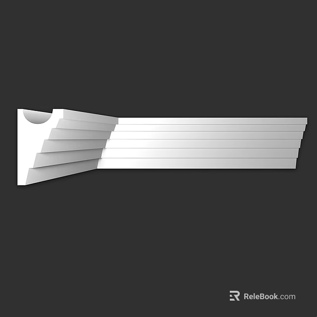 Multi Layered White Corner Trim With Stepped Structure For Interior Decorative Design Elements 3d model 