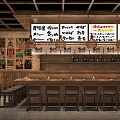 Traditional Japanese Restaurant Interior With Wooden Bar Counter Chairs And Vintage Wall Posters