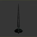 Giant Black Monster Character Standing With Spiked Back Long Tail And Orange Claws