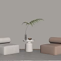 Modern Casual Sofa Combination Cream Single Sofa 3d model