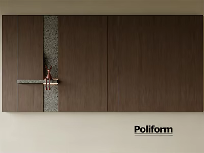 Modern Background Wall Design With Wooden Panels And Stone Accent Strip 3d model