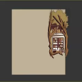 Cartoon Scene of Tree Hollow Shop With Shelves Books Boxes And Small Table Chairs