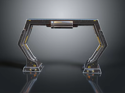 Modern Home Table With Metal Frame And Futuristic Design For Daily Living Use 3d model
