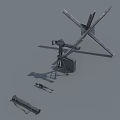 Military Weapon Components Featuring Cannon Barrel Gun And Metal Support Structures 3d model