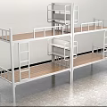 White Metal Frame Bunk Bed With Wooden Slats And Ladder For Dormitory Space