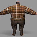 3D Animated Game Character With Plaid Shirt Brown Pants And Belt