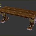 Rustic Wooden Bench With Solid Wood Top Metal Bracket Legs And Decorative Ropes