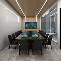 Modern Monitoring Room Interior With Workstations Computers Green Plants And Large Screens