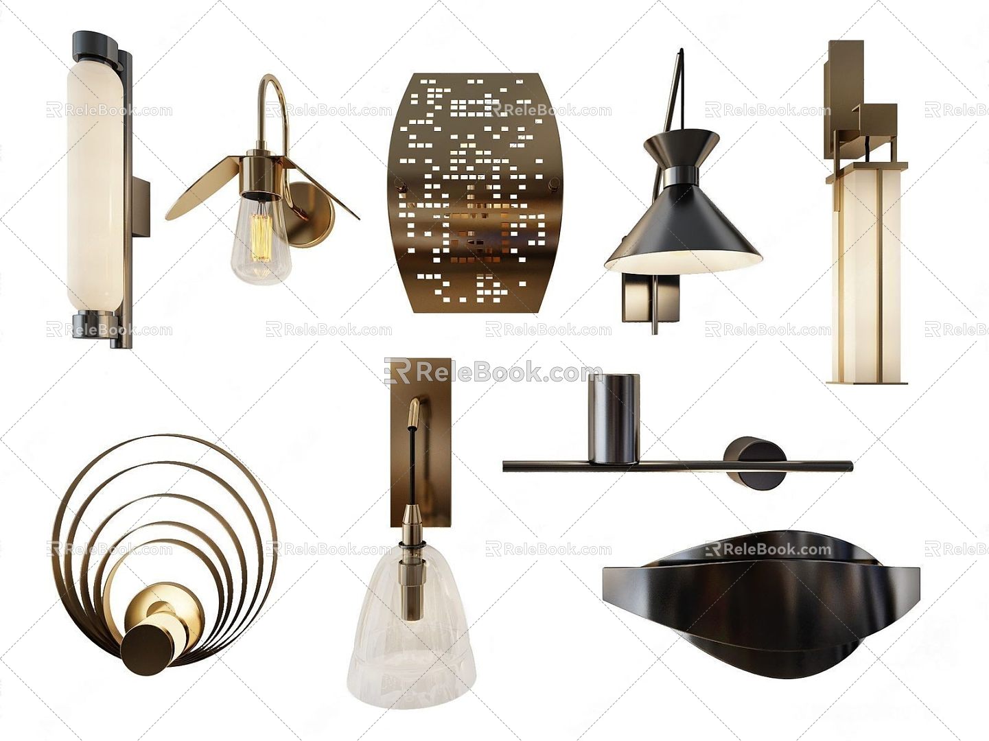 Modern wall lamp combination 3d model