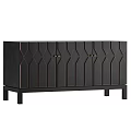 Modern Dark Brown TV Stand With Diamond Pattern Cabinet Doors And Gold Handles