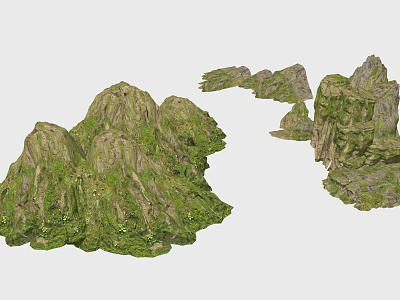 Garden Ornaments With Natural Rockery Design Lush Green Vegetation And Mossy Surfaces 3d model