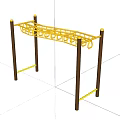 Yellow Outdoor Climbing Frame With Wooden Posts And Ring Bars For Kids Playground