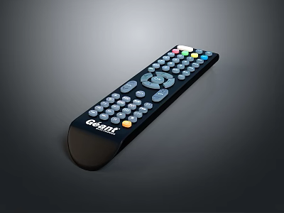 Television Remote Control with Black Design GEAR4 Brand and Colorful Buttons 3d model