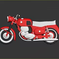 Red Classic Motorcycle with Silver Seat Chrome Details and Shiny Reflective Surface
