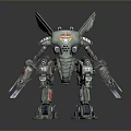 Futuristic Game Movie Mecha Character with Metal Armor and Sharp Blade Weapons
