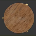 Round Wooden Table With Ornate Gold Metal Legs And Lower Shelf