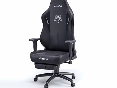 AutoFull Ergonomic Gaming Office Chair With Black Leather Adjustable Armrests And Swivel Wheels 3d model