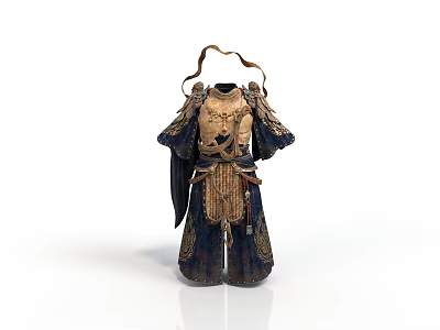 Realistic style ancient armor black myth ancient armor warrior general metal breastplate shoulder armor cape character equipment Chinese armor 3d model