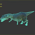 Detailed Blue And Brown Predatory Dinosaur 3D Model With Open Mouth Standing Pose