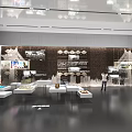 Modern Exhibition Space With Display Wall Tables And Visitors Viewing Exhibits