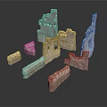 Ancient Stone Architecture Ruins With Irregular Broken Wall Structures