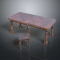 Wooden Dining Table Set With Matching Chair And Classic Brown Finish Design