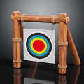 Archery Target Sports Equipment With Wooden Stand And Colorful Bullseye Design