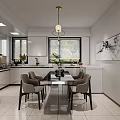 Modern Living Dining Room Interior Design With Chandelier Sofa TV And Large Window