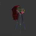 Vintage Electronic Camera Design With Wooden Tripod And Cloth Cover