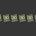 Black Long Metal Bars With End Holes Arranged In Row On Gray Background