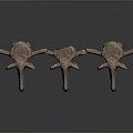 Three Detailed Bronze Anatomical Vertebrae Models Representing Human Organ Structure