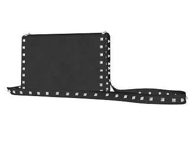 Black Box Bag With Studded Trim And Adjustable Shoulder Strap 3d model