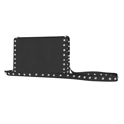 Black Box Bag With Studded Trim And Adjustable Shoulder Strap 3d model