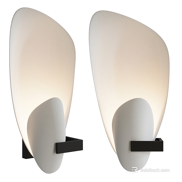 Sleek Modern Wall Lamps With White Frosted Glass Shades And Black Bases For Interior Lighting 3d model 