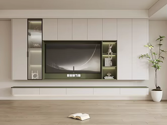 Modern living room TV background wall 3d model