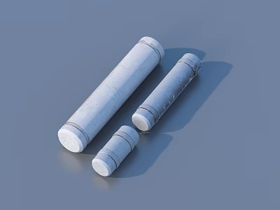 Three Different Sizes White Cylindrical Household Items With Textured Surface Design 3d model