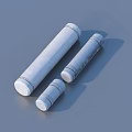 Three Different Sizes White Cylindrical Household Items With Textured Surface Design