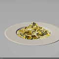 Creamy Fettuccine Pasta Topped With Fresh Herbs Served On White Plate For Flavorful Meal